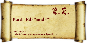 Must Rómeó névjegykártya